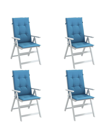 Cuscini Sedia Schiena Alta 4 Blu Mélange 120x50x4 Tessuto
