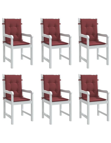 Cuscini Sedia Schiena Bassa 6 pz Rosso Vino Mélange Tessuto