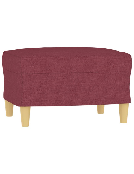 Set di Divani 3 pz con Cuscini Rosso Vino in Tessuto