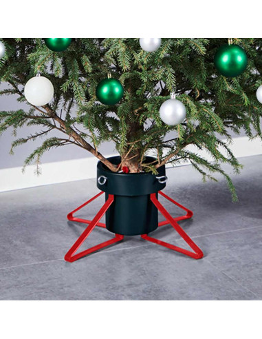 Base per Albero di Natale Verde e Rossa 46x46x19 cm