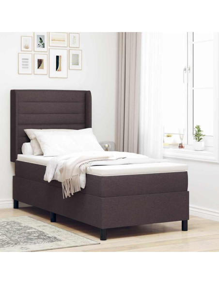 Letto a Sorgente LED Marrone Scuro 80 x 200 cm Tessuto