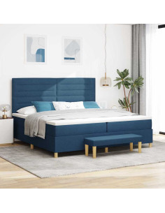 Letto a molle con materasso Blu 200 x 200 cm Tessuto