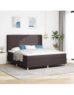 Letto a molle con strisce LED Marrone 180 x 200 cm Tessuto