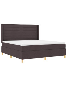 Letto a molle con strisce LED Marrone 180 x 200 cm Tessuto 2