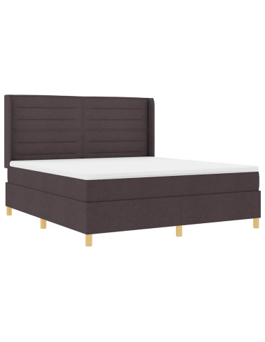 Letto a molle con strisce LED Marrone 180 x 200 cm Tessuto