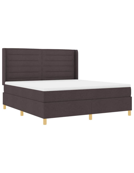 Letto a molle con strisce LED Marrone 180 x 200 cm Tessuto