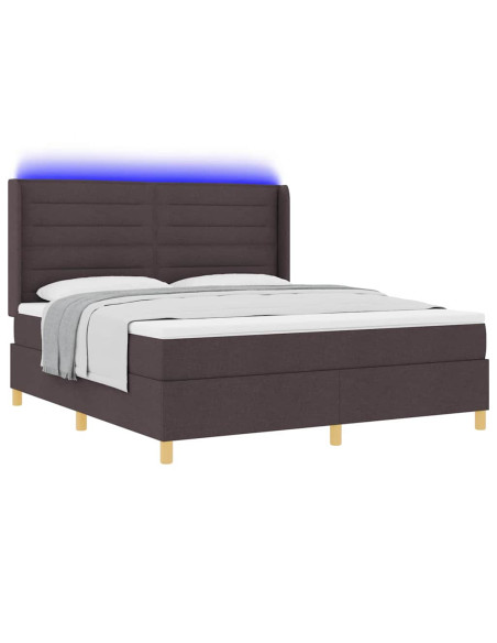 Letto a molle con strisce LED Marrone 180 x 200 cm Tessuto