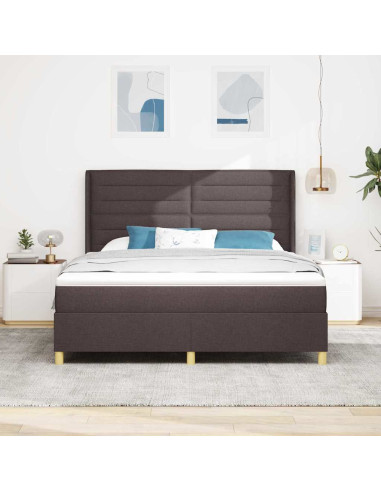 Letto a molle con strisce LED Marrone 180 x 200 cm Tessuto