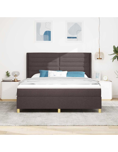 Letto a molle con strisce LED Marrone 180 x 200 cm Tessuto