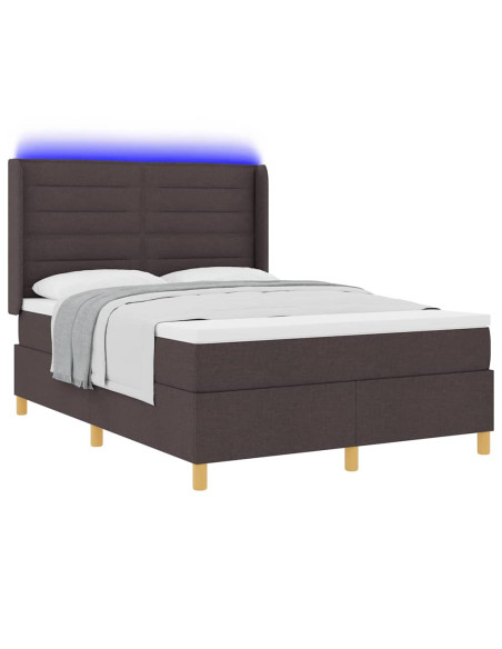 Letto a molle con strisce LED Marrone 160 x 200 cm Tessuto