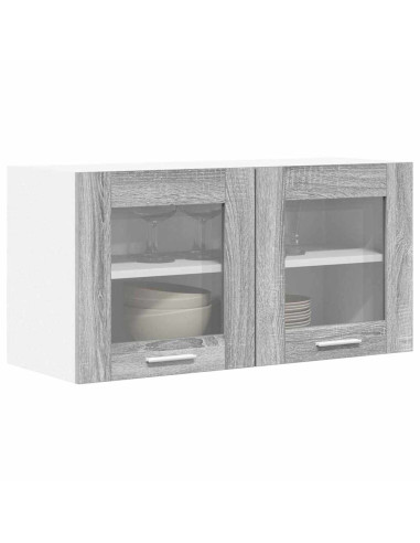 Armadio pensile Grigio Sonoma e Bianco 80 x 31 x 40 cm