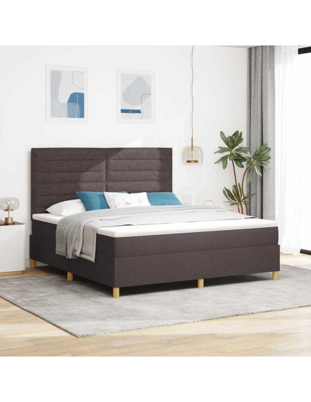 Letto a Sorgente LED Marrone Scuro 180 x 200 cm Tessuto