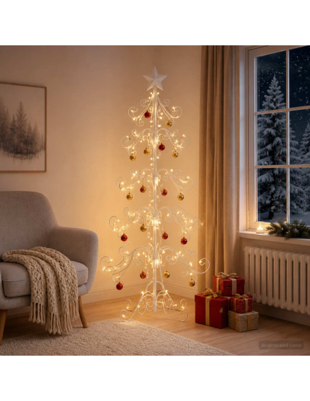 Albero di Natale in metallo KUOPIO 150 cm acciaio White