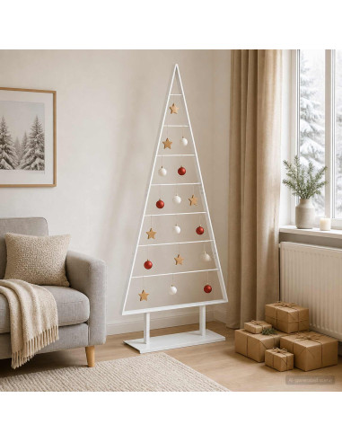 Albero di Natale in metallo KUOPIO 180 cm Acciaio Bianco