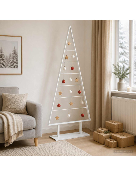 Albero di Natale in metallo KUOPIO 180 cm Acciaio Bianco