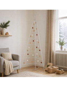Albero di Natale in metallo KUOPIO 210 cm Acciaio Bianco