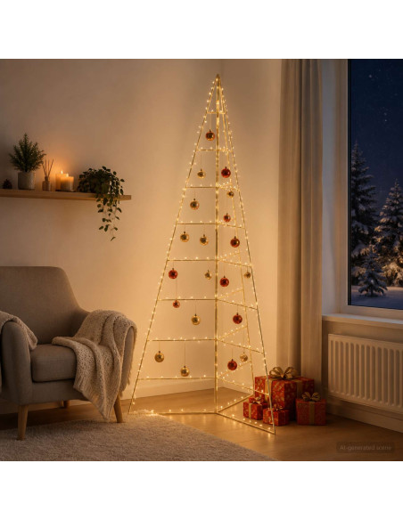 Albero di Natale in metallo KUOPIO 210 cm Acciaio Oro