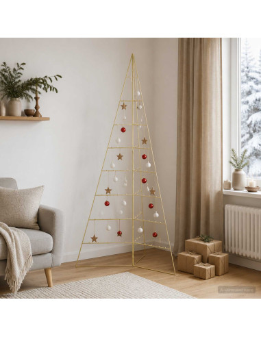 Albero di Natale in metallo KUOPIO 210 cm Acciaio Oro