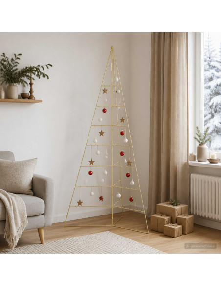 Albero di Natale in metallo KUOPIO 210 cm Acciaio Oro