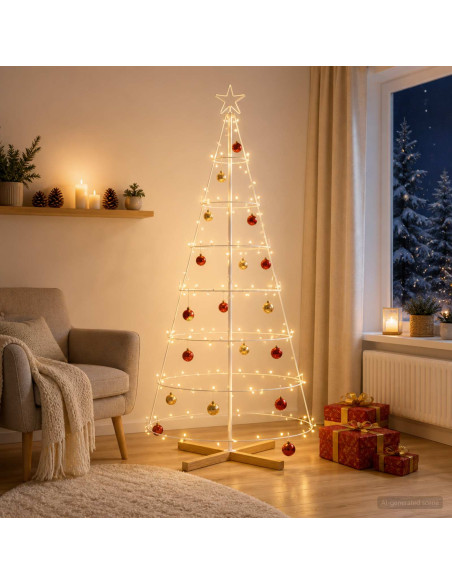 Albero a Cono di Natale KUOPIO 180 cm Acciaio Bianco