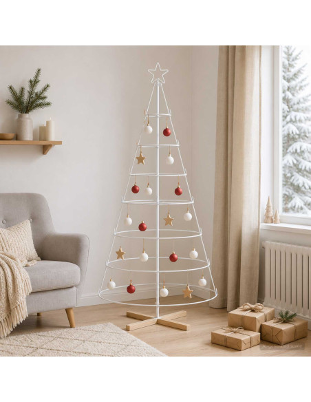 Albero a Cono di Natale KUOPIO 180 cm Acciaio Bianco