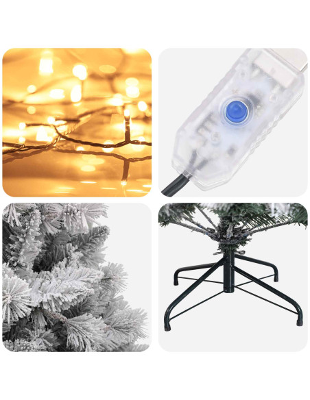 Albero di Natale Artificiale con Rami Pieghevoli 180 cm 300 LED