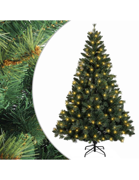 Albero di Natale Artificiale con Rami Pieghevoli 150 cm 150 LED