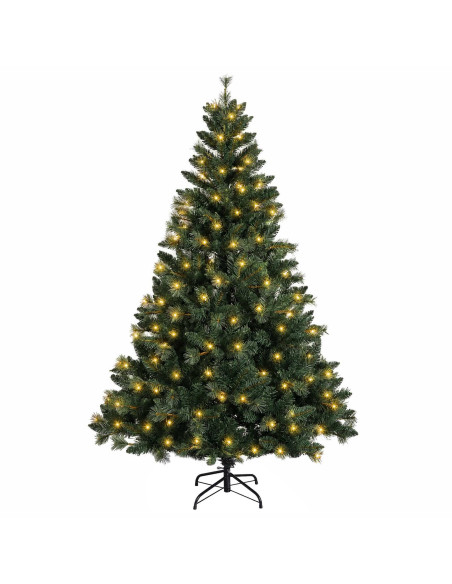 Albero di Natale Artificiale con Rami Pieghevoli 150 cm 150 LED