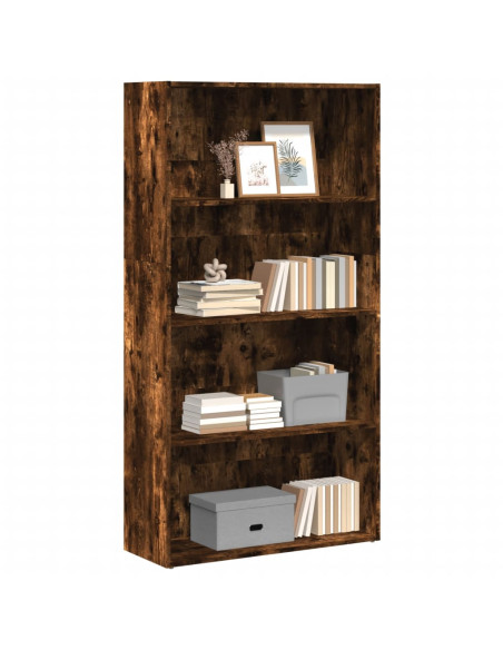 Libreria Rovere Fumo 80x30x152 cm in Legno Multistrato