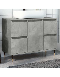 Armadietto da Bagno Grigio Cemento 80x33x60cm Legno Multistrato