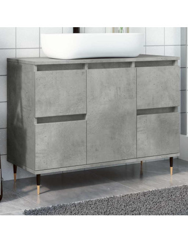 Armadietto da Bagno Grigio Cemento 80x33x60cm Legno Multistrato