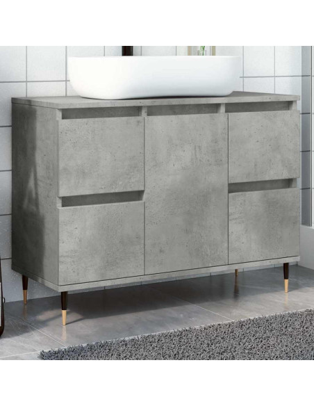 Armadietto da Bagno Grigio Cemento 80x33x60cm Legno Multistrato