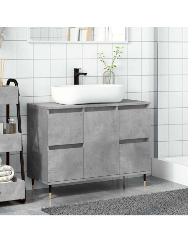 Armadietto da Bagno Grigio Cemento 80x33x60cm Legno Multistrato