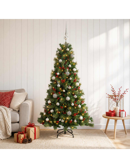 Albero di Natale artificiale con palline 150 cm 150 LED