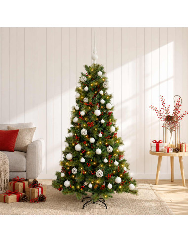 Albero di Natale artificiale con palline 150 cm 150 LED