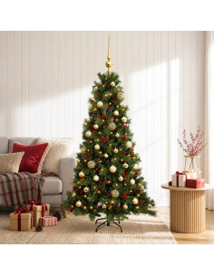 Albero di Natale artificiale con palline 150 cm 150 LED