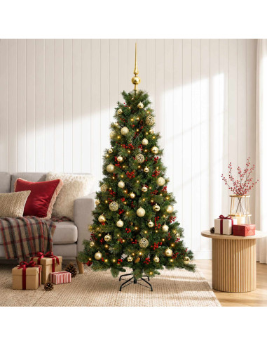 Albero di Natale artificiale con palline 150 cm 150 LED