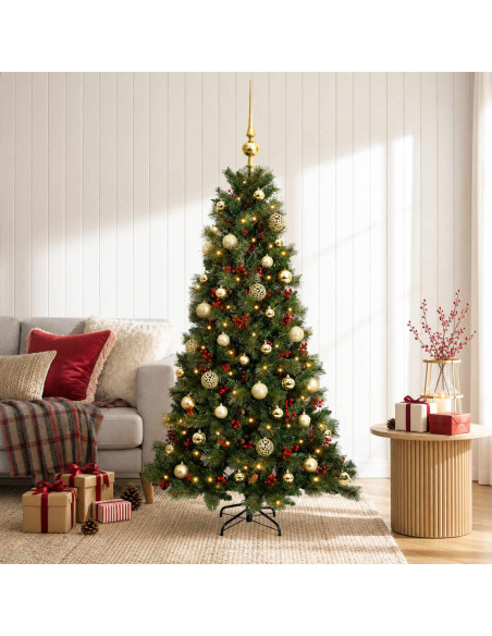 Albero di Natale artificiale con palline 150 cm 150 LED