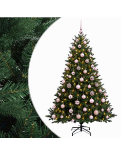 Albero di Natale artificiale con palline 180 cm 300 LED