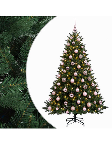 Albero di Natale artificiale con palline 180 cm 300 LED