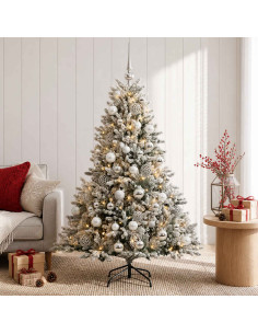 Albero di Natale artificiale con palline 120 cm 150 LED