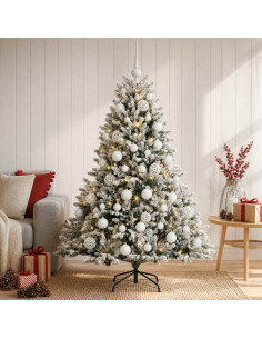 Albero di Natale artificiale con palline 120 cm 150 LED