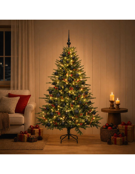 Albero di Natale artificiale con palline 150 cm 150 LED