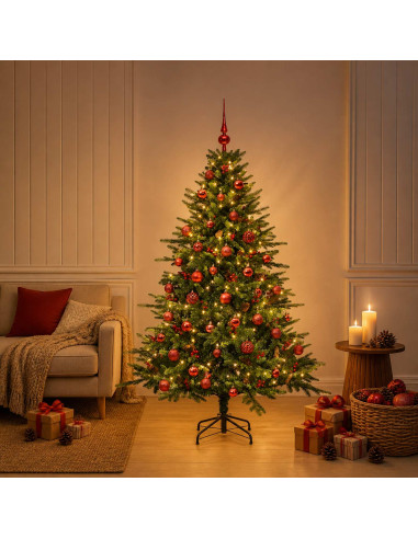 Albero di Natale artificiale con palline 150 cm 150 LED