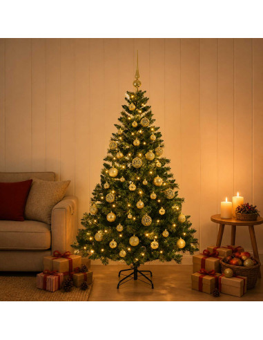 Albero di Natale Artificiale con Palline 150 cm 150 LED