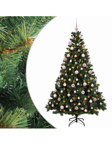 Albero di Natale Artificiale con Palline 180 cm 300 LED