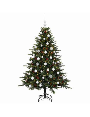 Albero di Natale artificiale con palline 150 cm 150 LED