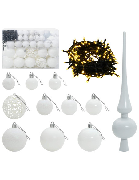 Albero di Natale artificiale con palline 150 cm 150 LED