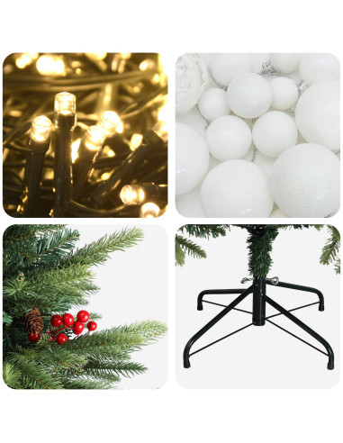 Albero di Natale artificiale con palline 150 cm 150 LED