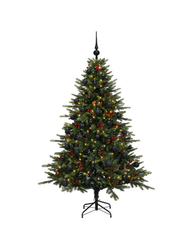 Albero di Natale artificiale con palline 150 cm 150 LED